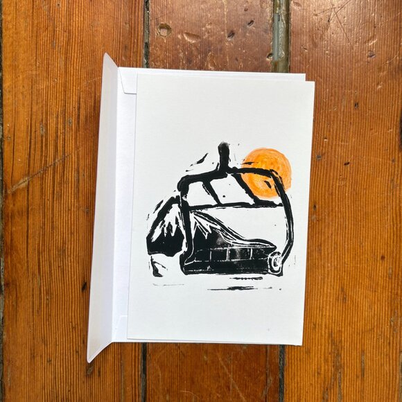 Ski Lift Blockprint Greeting Card - Picture 3 of 5